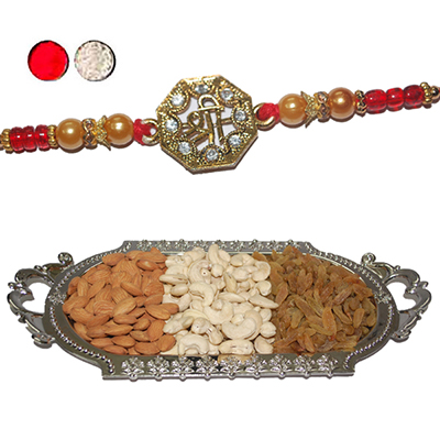 "Rakhi - FR-8160 A (Single Rakhi) , Dryfruit Thali - code  RD200 - Click here to View more details about this Product